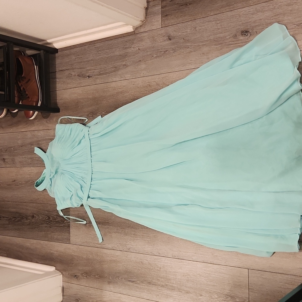 Sleeveless Asymmetrical Light Blue Maxi Dress - Women's